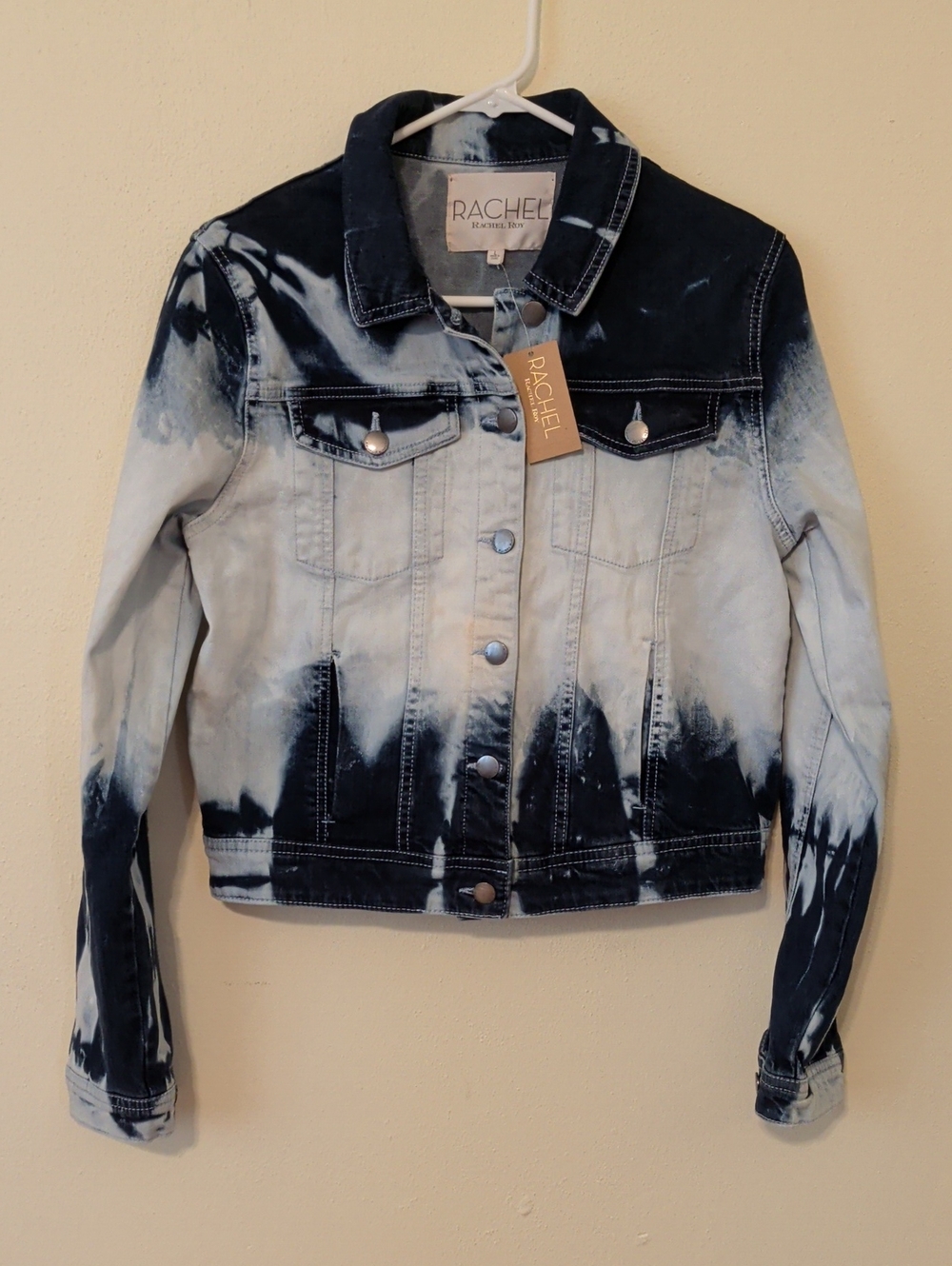 RACHEL Rachel Roy Blue & White Tie-Dye Denim Jacket